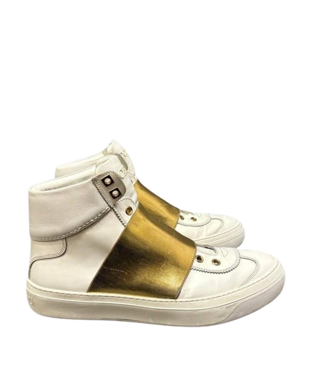 JIMMY CHOO Белые кожаные высокие кроссовки / кеды, фото 1