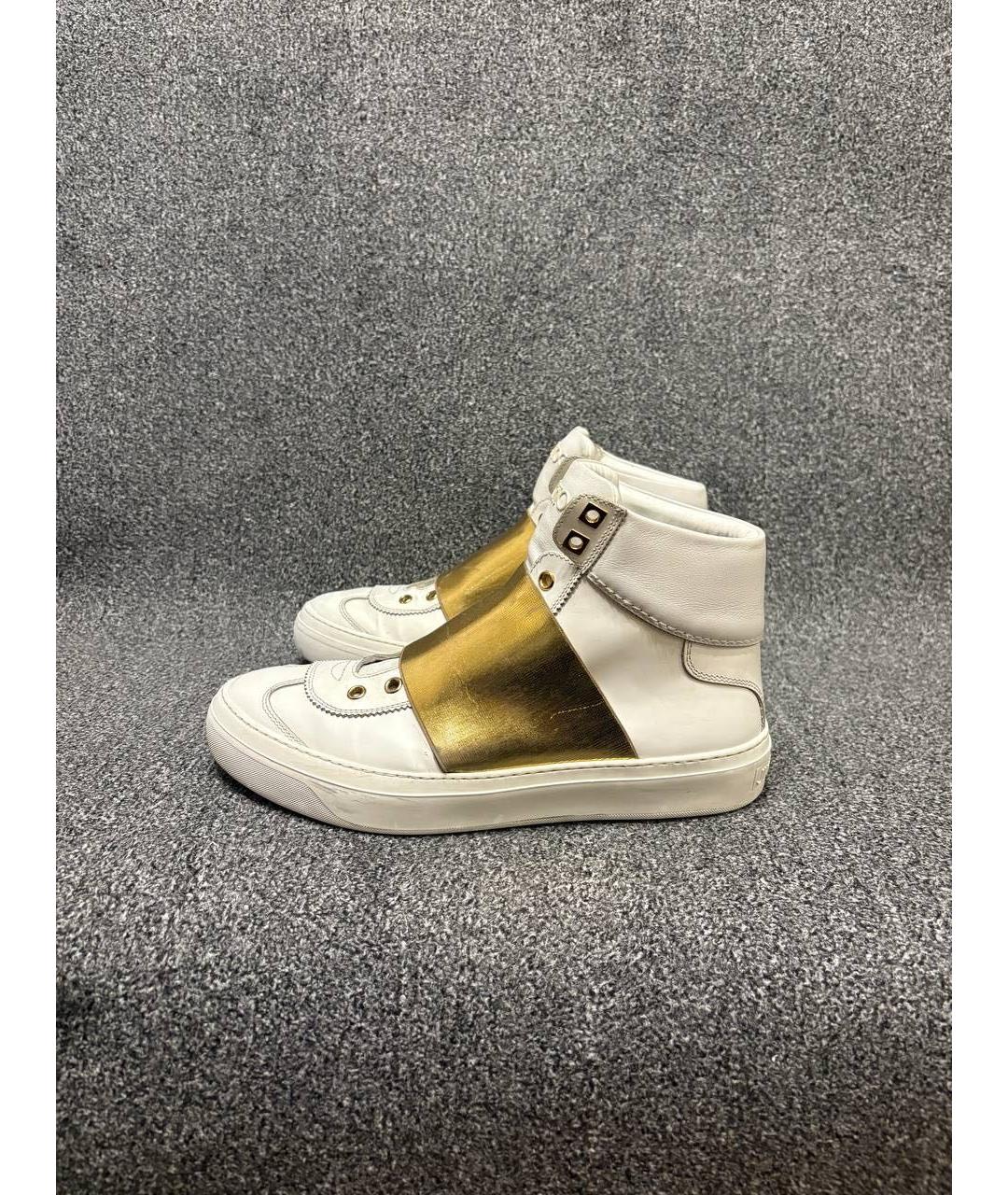 JIMMY CHOO Белые кожаные высокие кроссовки / кеды, фото 5