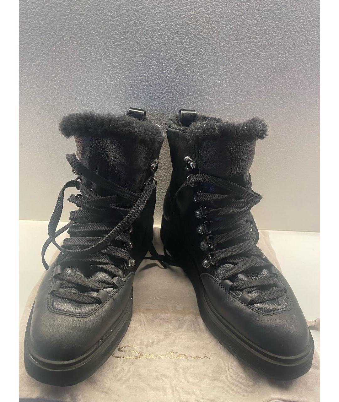 SANTONI Черные кожаные ботинки, фото 2