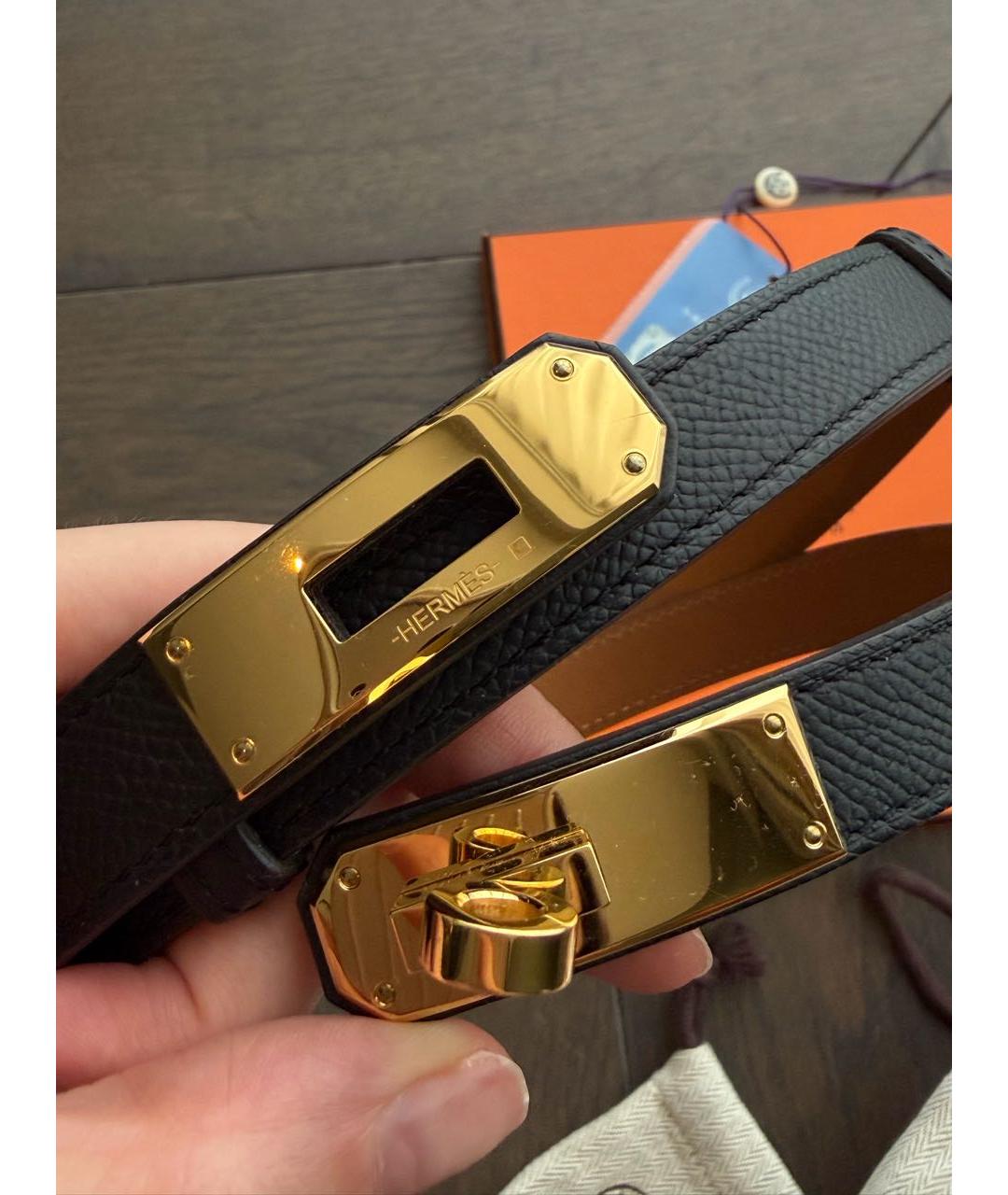 HERMES Черный кожаный ремень, фото 2