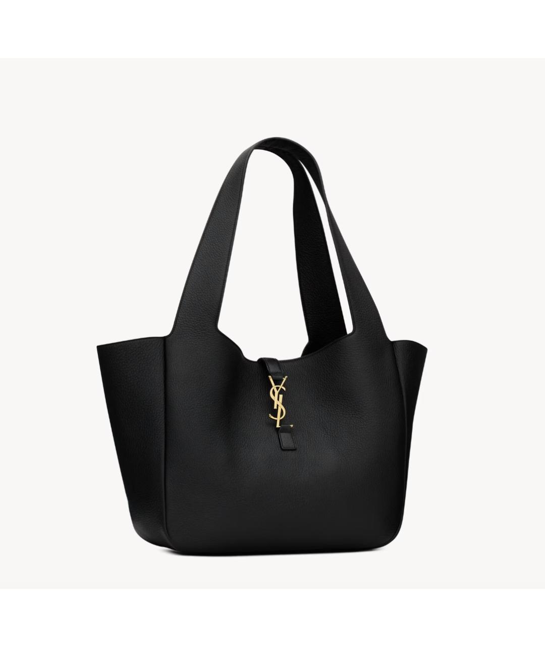 SAINT LAURENT Черная кожаная сумка тоут, фото 5