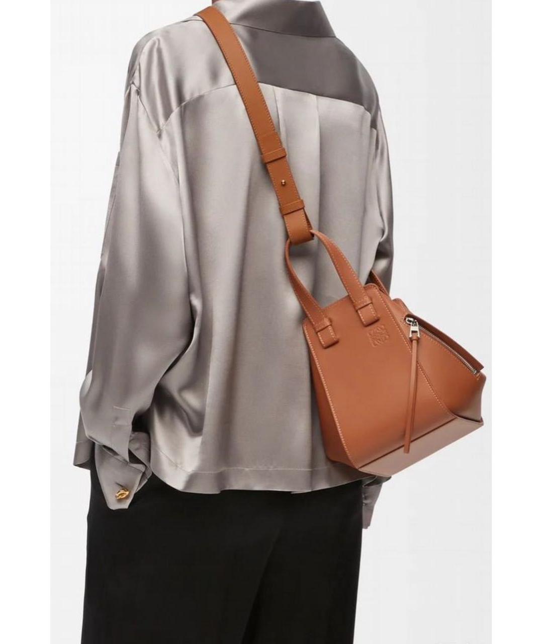 LOEWE Коричневая кожаная сумка с короткими ручками, фото 5