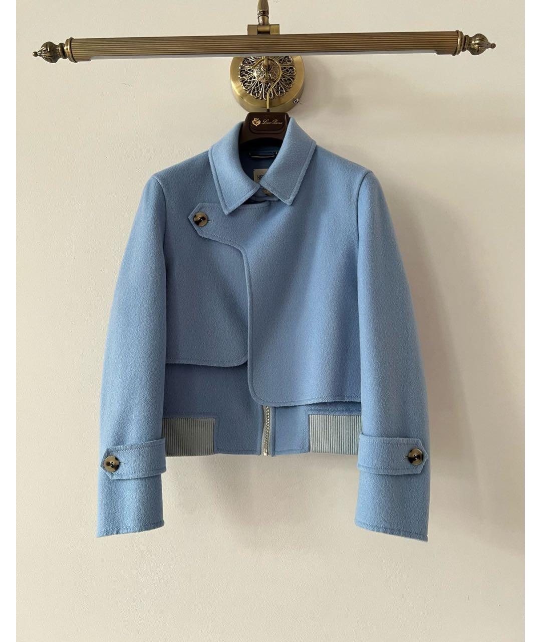 HERMES Голубое шерстяное пальто, фото 7