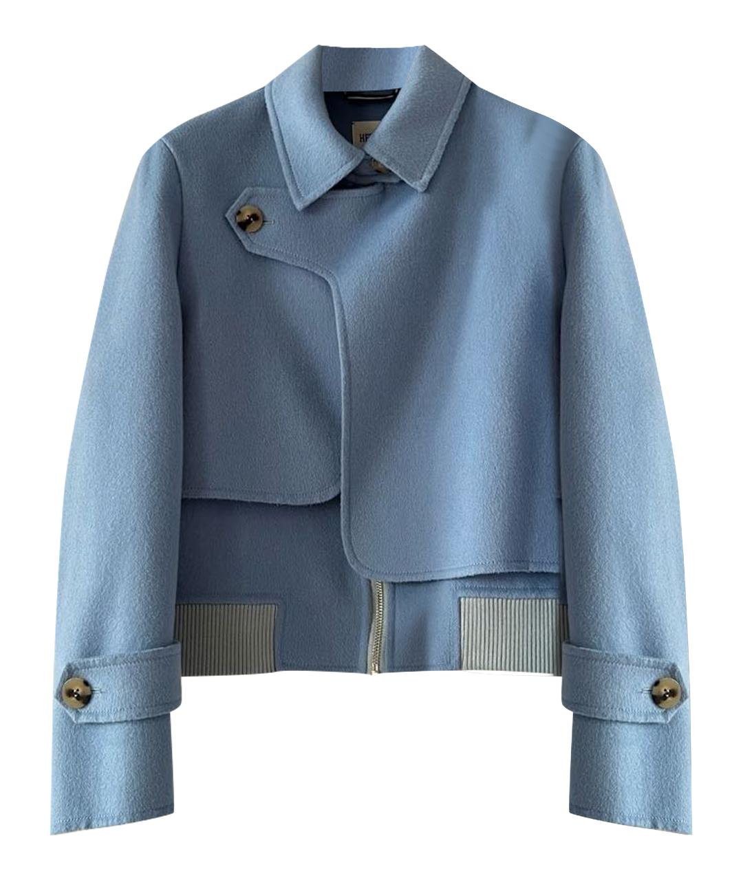 HERMES Голубое шерстяное пальто, фото 1