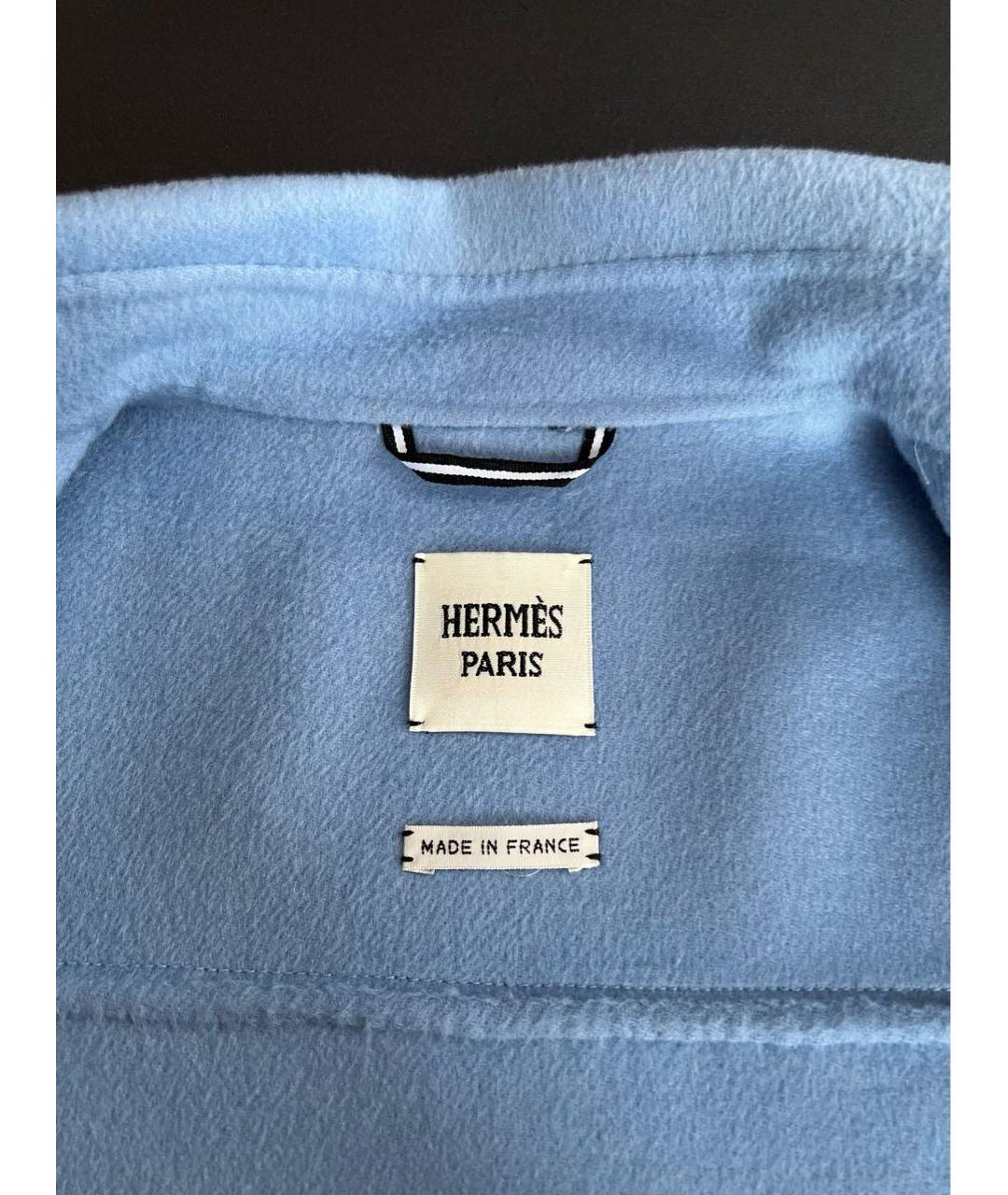 HERMES Голубое шерстяное пальто, фото 4