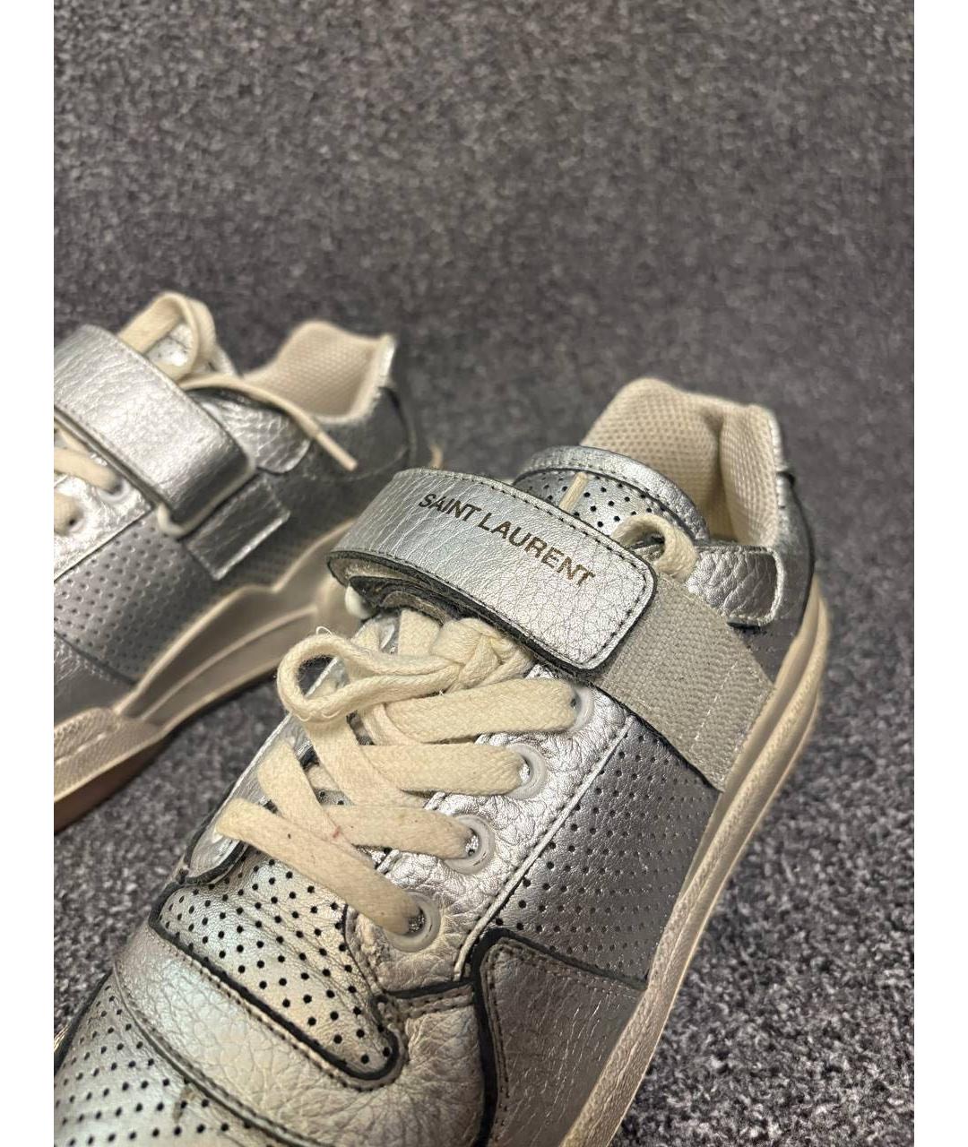 SAINT LAURENT Серебряные кожаные кеды, фото 5