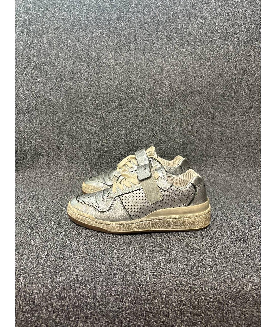 SAINT LAURENT Серебряные кожаные кеды, фото 7