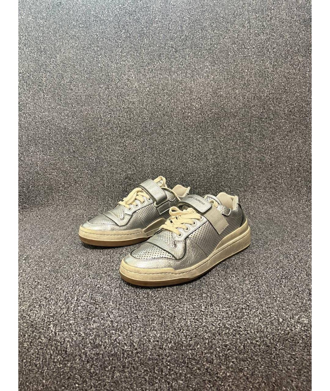 SAINT LAURENT Серебряные кожаные кеды, фото 3