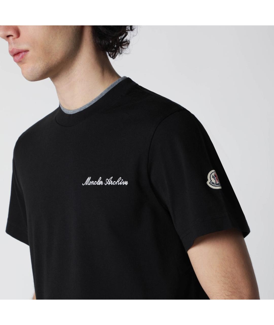 MONCLER Черная хлопковая футболка, фото 5