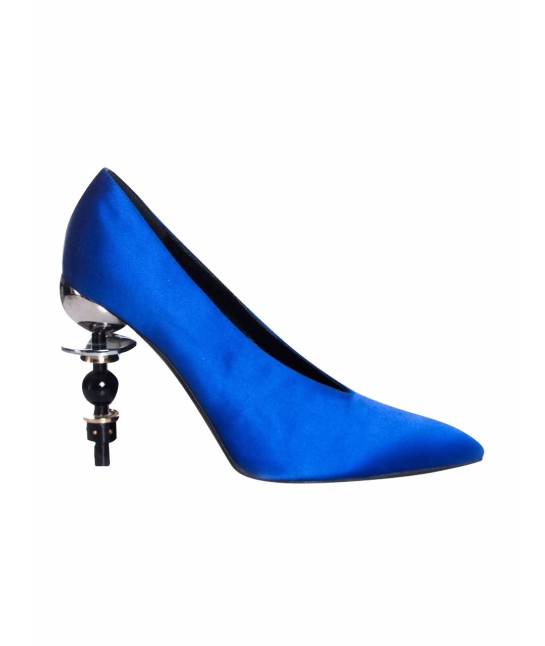 HERMES Синие текстильные туфли, фото 1