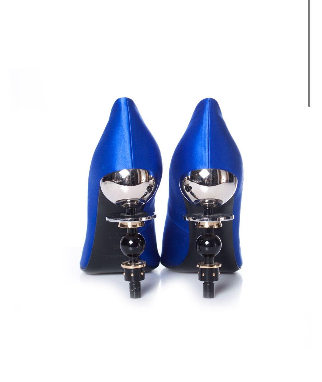 HERMES Синие текстильные туфли, фото 3