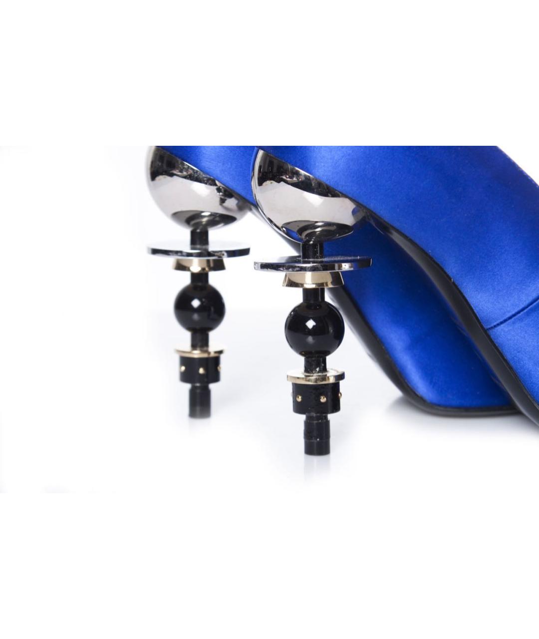 HERMES Синие текстильные туфли, фото 7