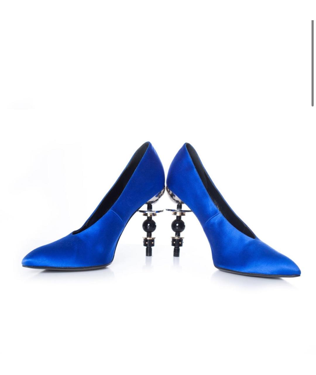 HERMES Синие текстильные туфли, фото 4