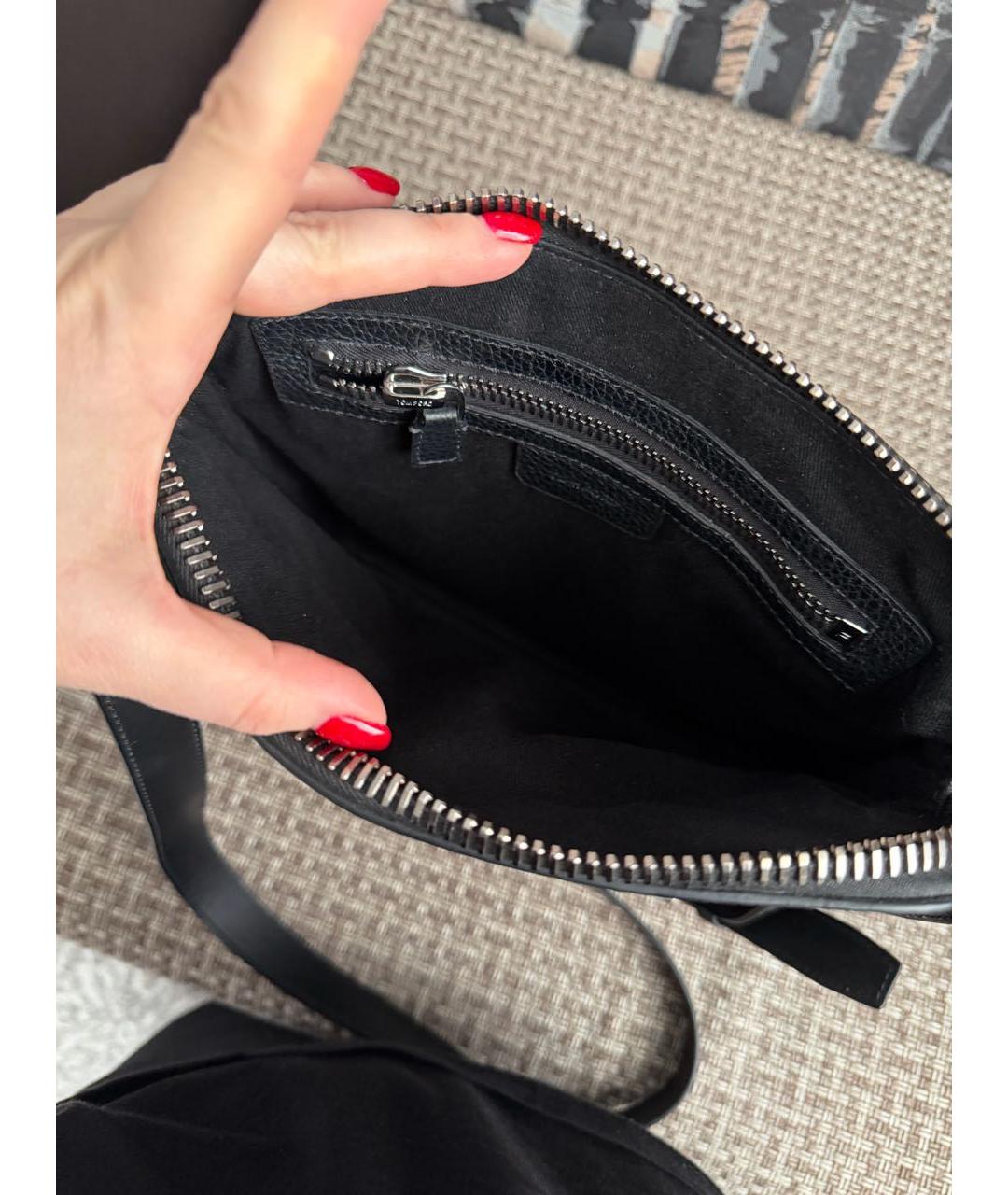 TOM FORD Черная кожаная сумка на плечо, фото 3