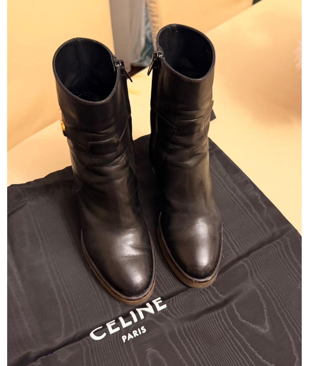 CELINE Черные кожаные ботильоны, фото 3