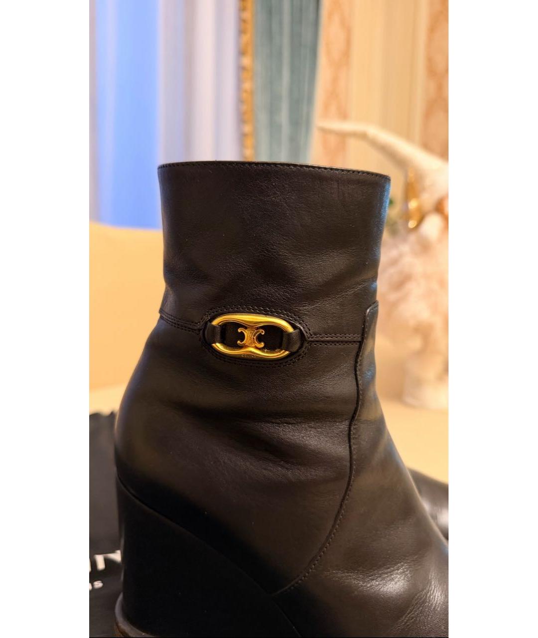 CELINE Черные кожаные ботильоны, фото 4