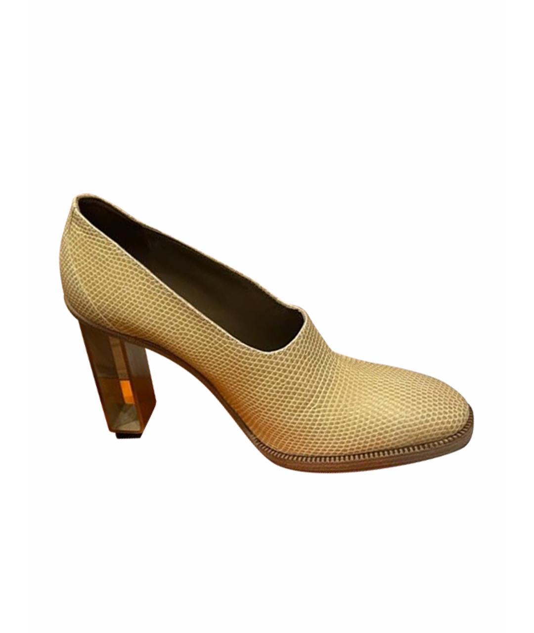 HERMES Бежевые туфли из экзотической кожи, фото 1