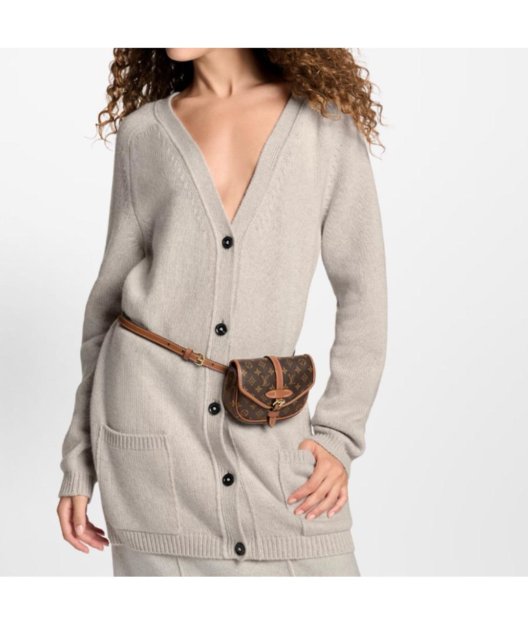 LOUIS VUITTON Коричневая кожаная поясная сумка, фото 6