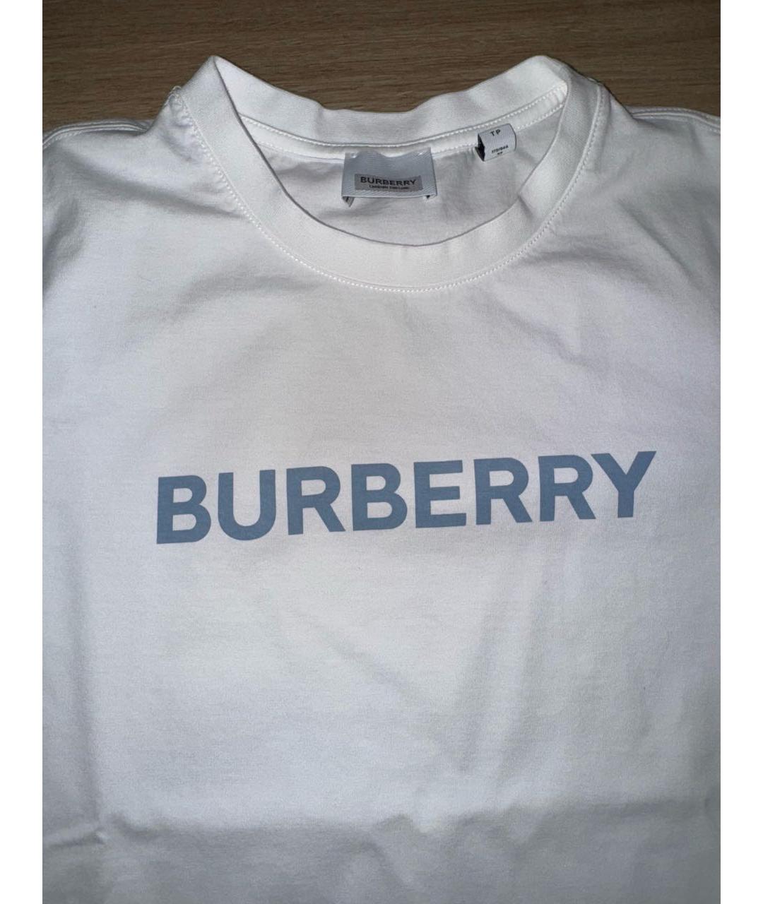 BURBERRY Белая хлопковая футболка, фото 6