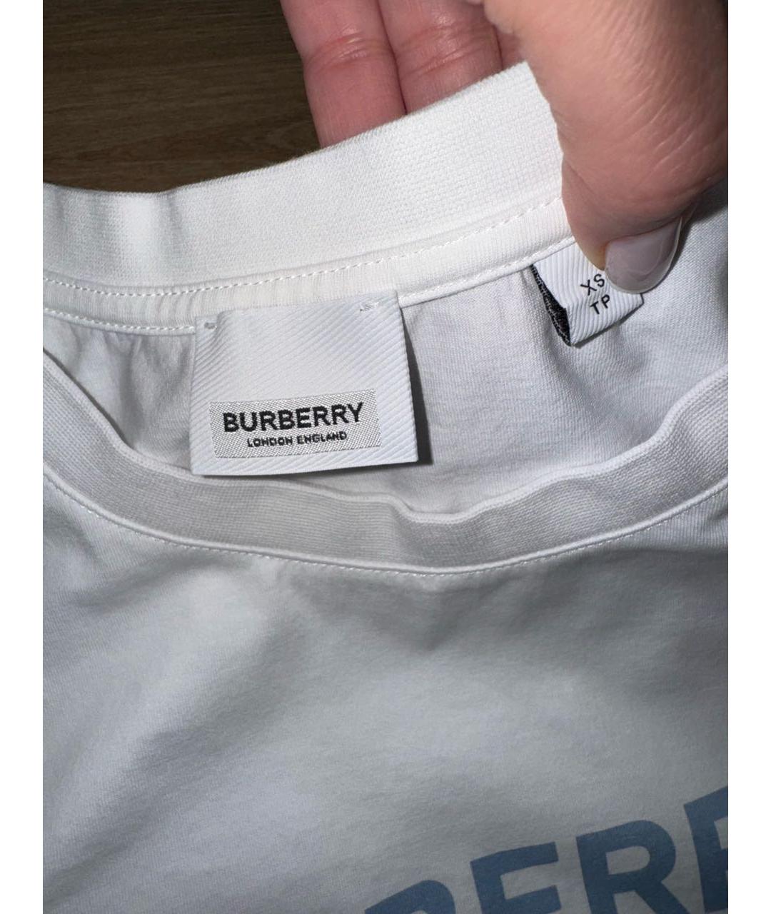 BURBERRY Белая хлопковая футболка, фото 3