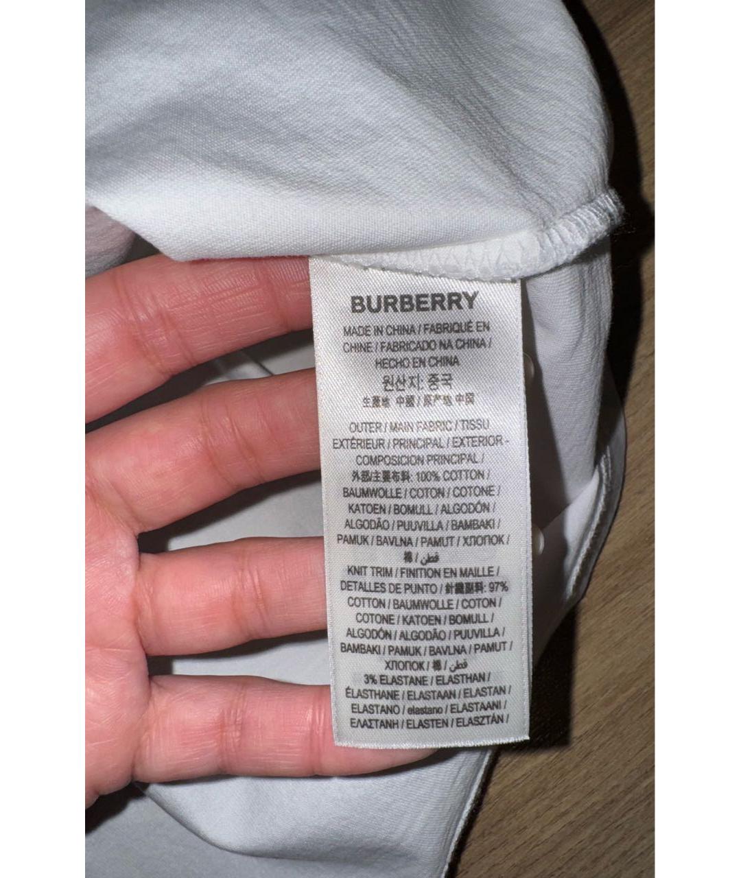 BURBERRY Белая хлопковая футболка, фото 4
