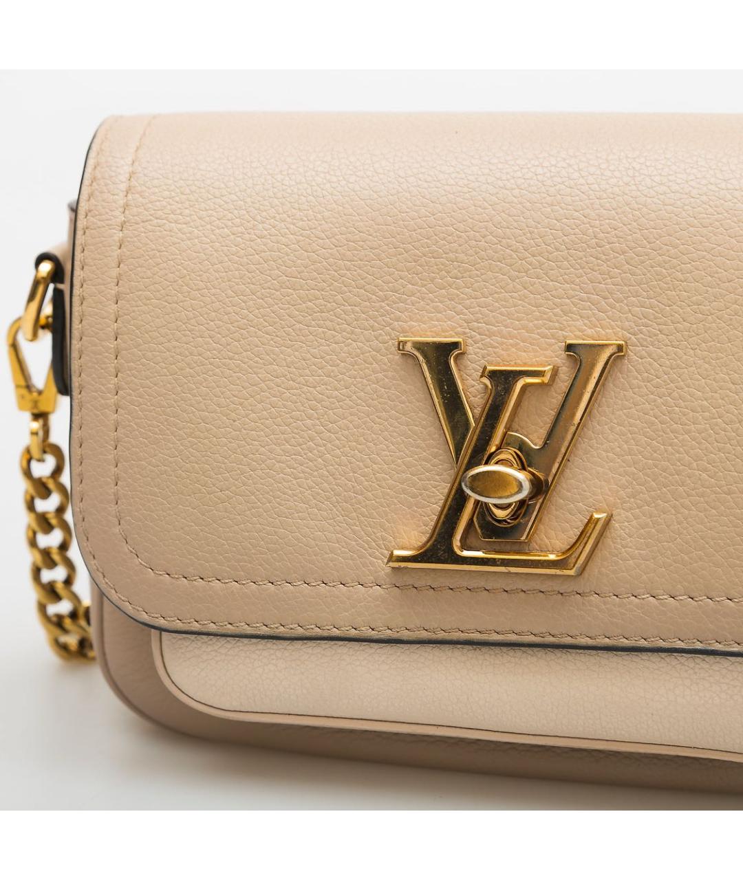 LOUIS VUITTON Бежевая кожаная сумка через плечо, фото 7