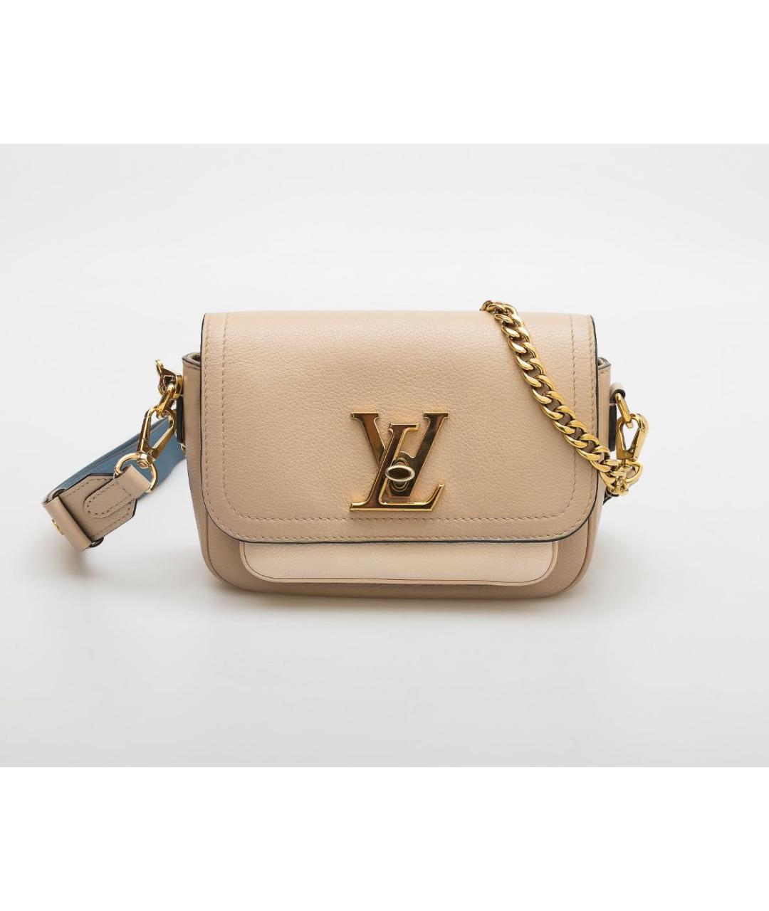 LOUIS VUITTON Бежевая кожаная сумка через плечо, фото 8