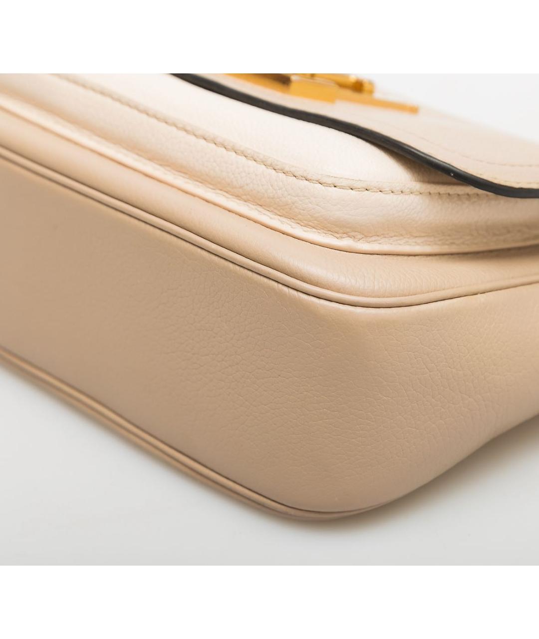 LOUIS VUITTON Бежевая кожаная сумка через плечо, фото 6