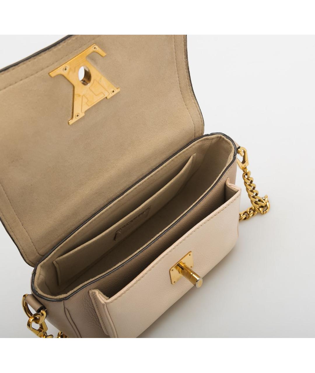 LOUIS VUITTON Бежевая кожаная сумка через плечо, фото 4