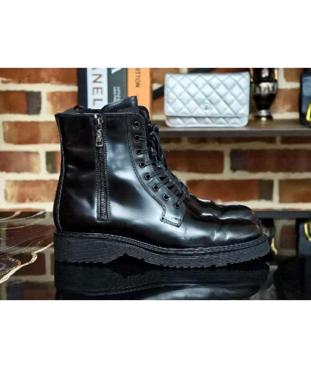 PRADA Черные ботинки из лакированной кожи, фото 3