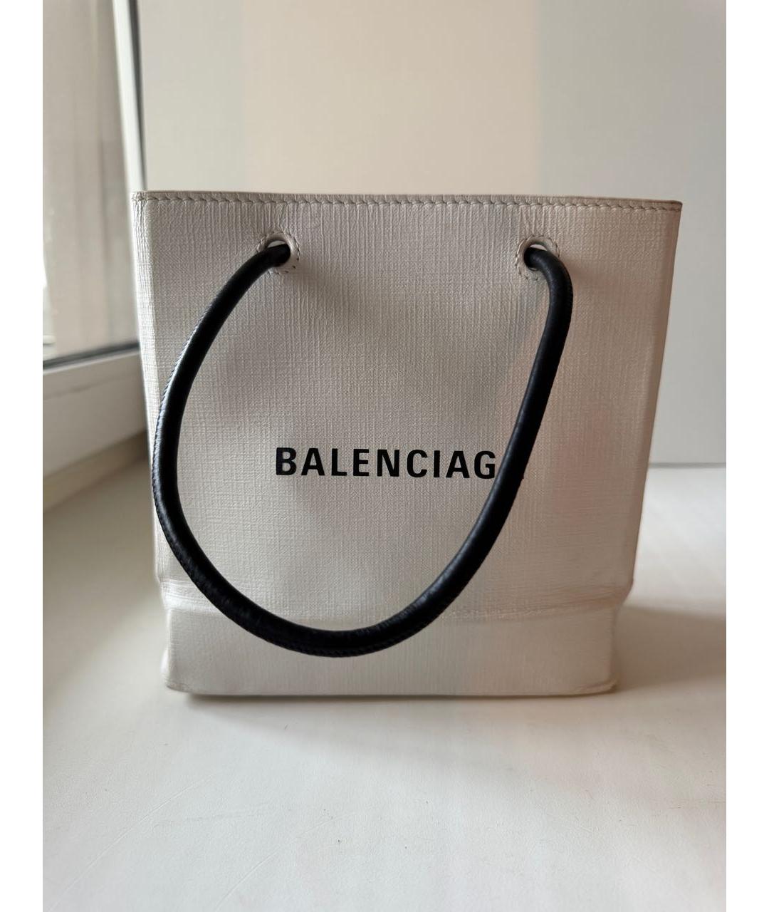 BALENCIAGA Белая кожаная сумка с короткими ручками, фото 8