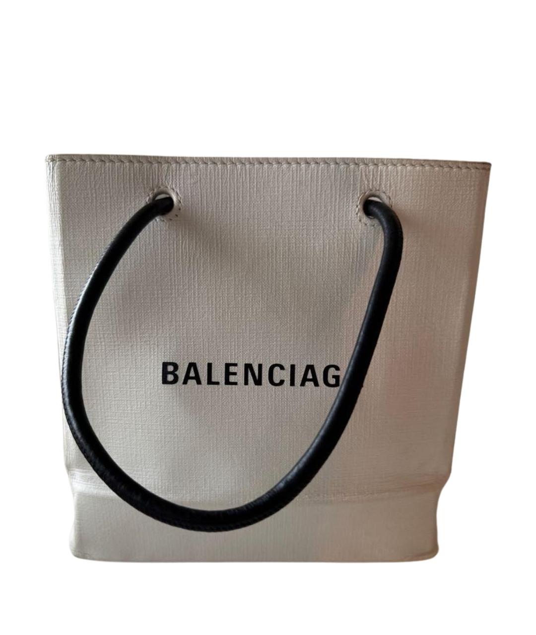 BALENCIAGA Белая кожаная сумка с короткими ручками, фото 1