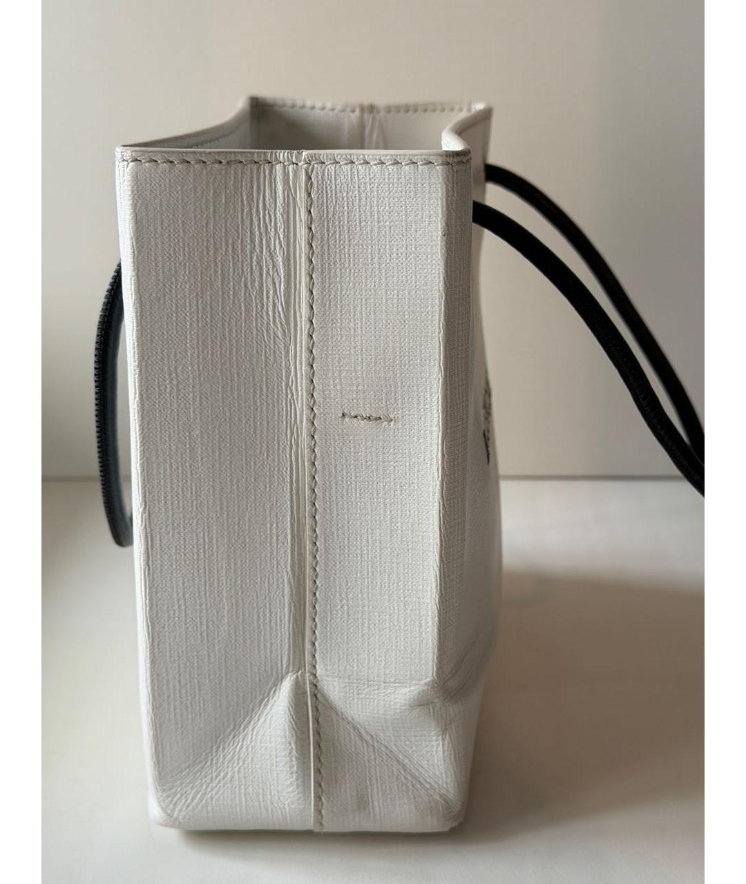 BALENCIAGA Белая кожаная сумка с короткими ручками, фото 6