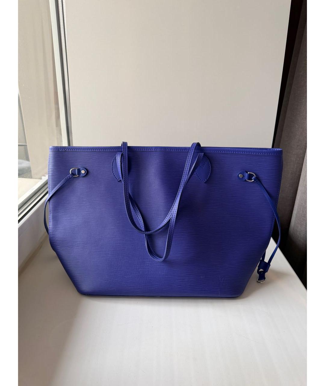 LOUIS VUITTON Синяя кожаная сумка тоут, фото 5