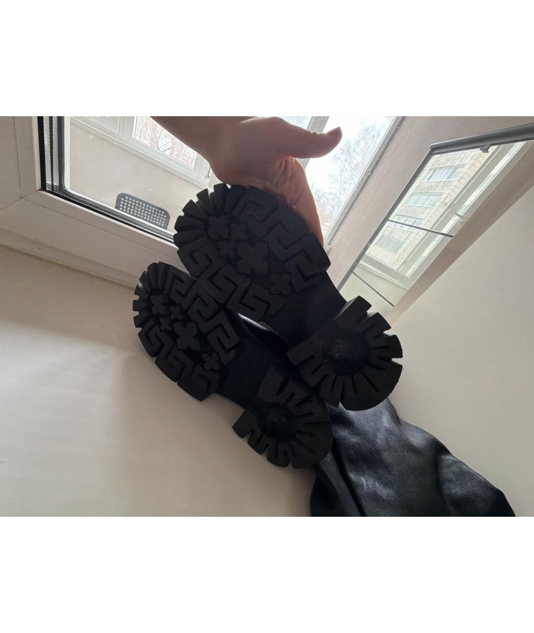 VERSACE Черные кожаные ботфорты, фото 3