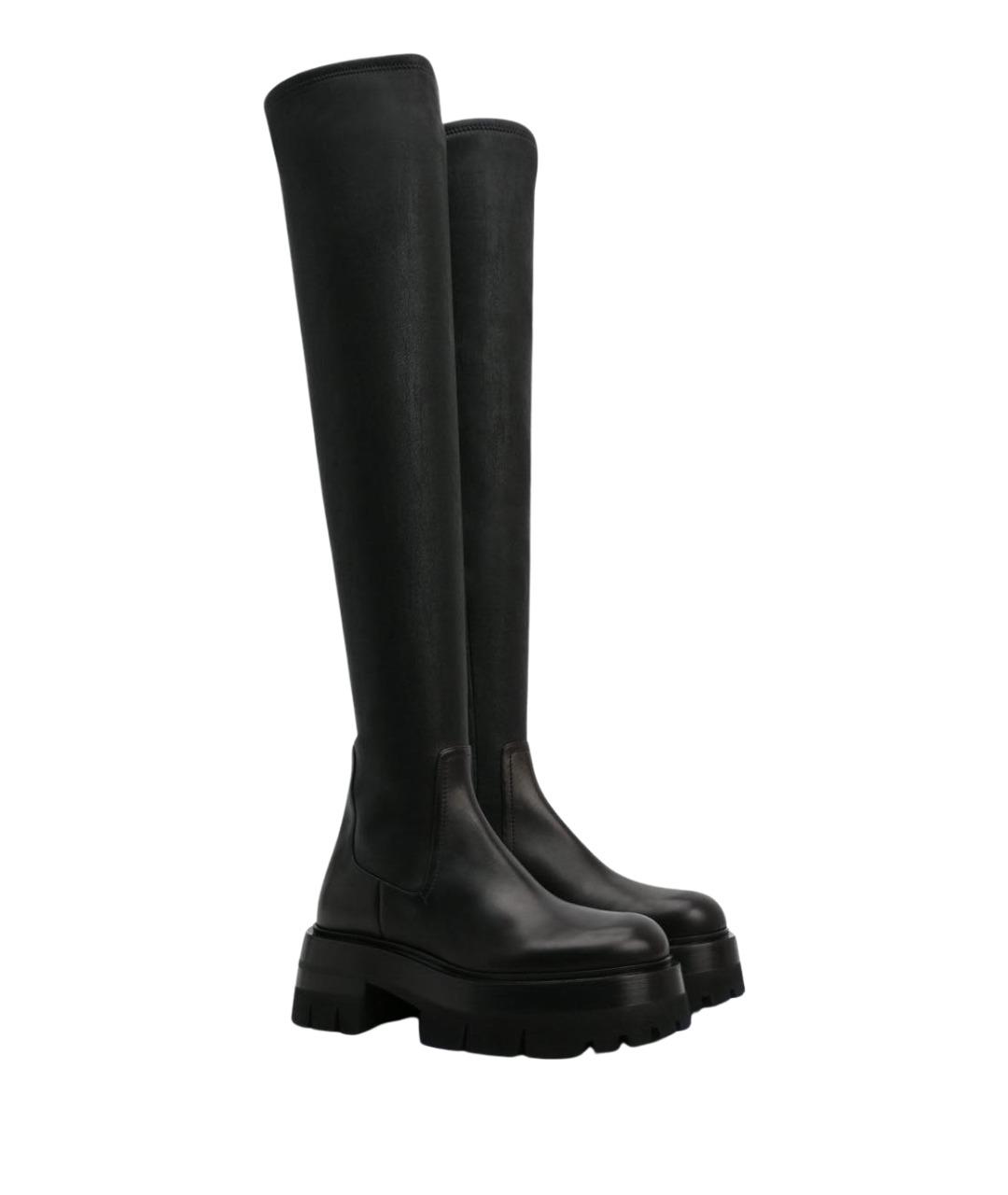 VERSACE Черные кожаные ботфорты, фото 1