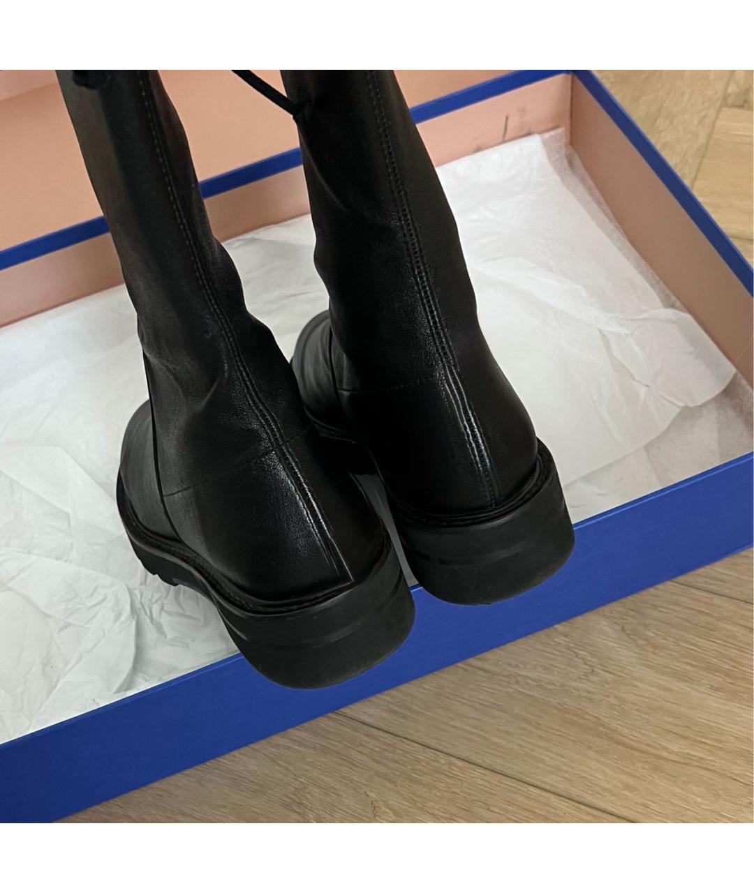 STUART WEITZMAN Черные кожаные ботфорты, фото 4