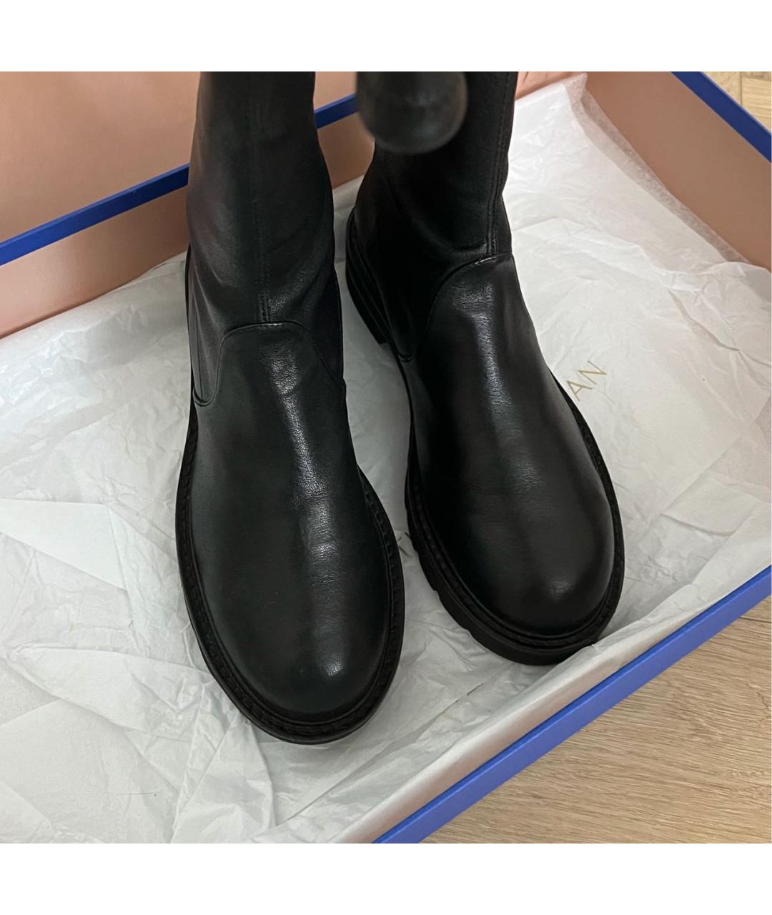 STUART WEITZMAN Черные кожаные ботфорты, фото 2