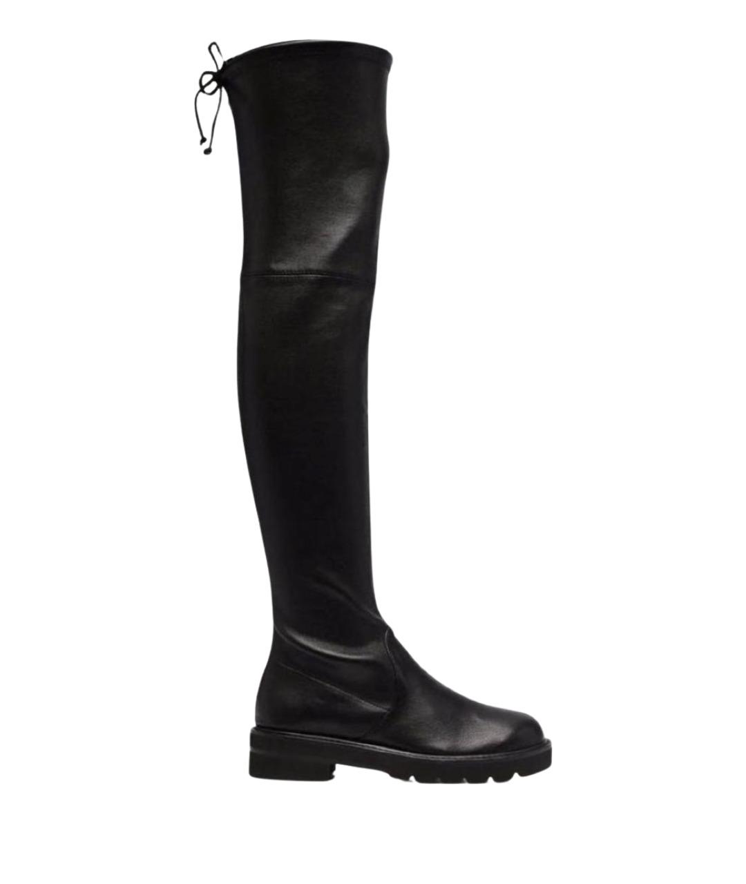 STUART WEITZMAN Черные кожаные ботфорты, фото 1