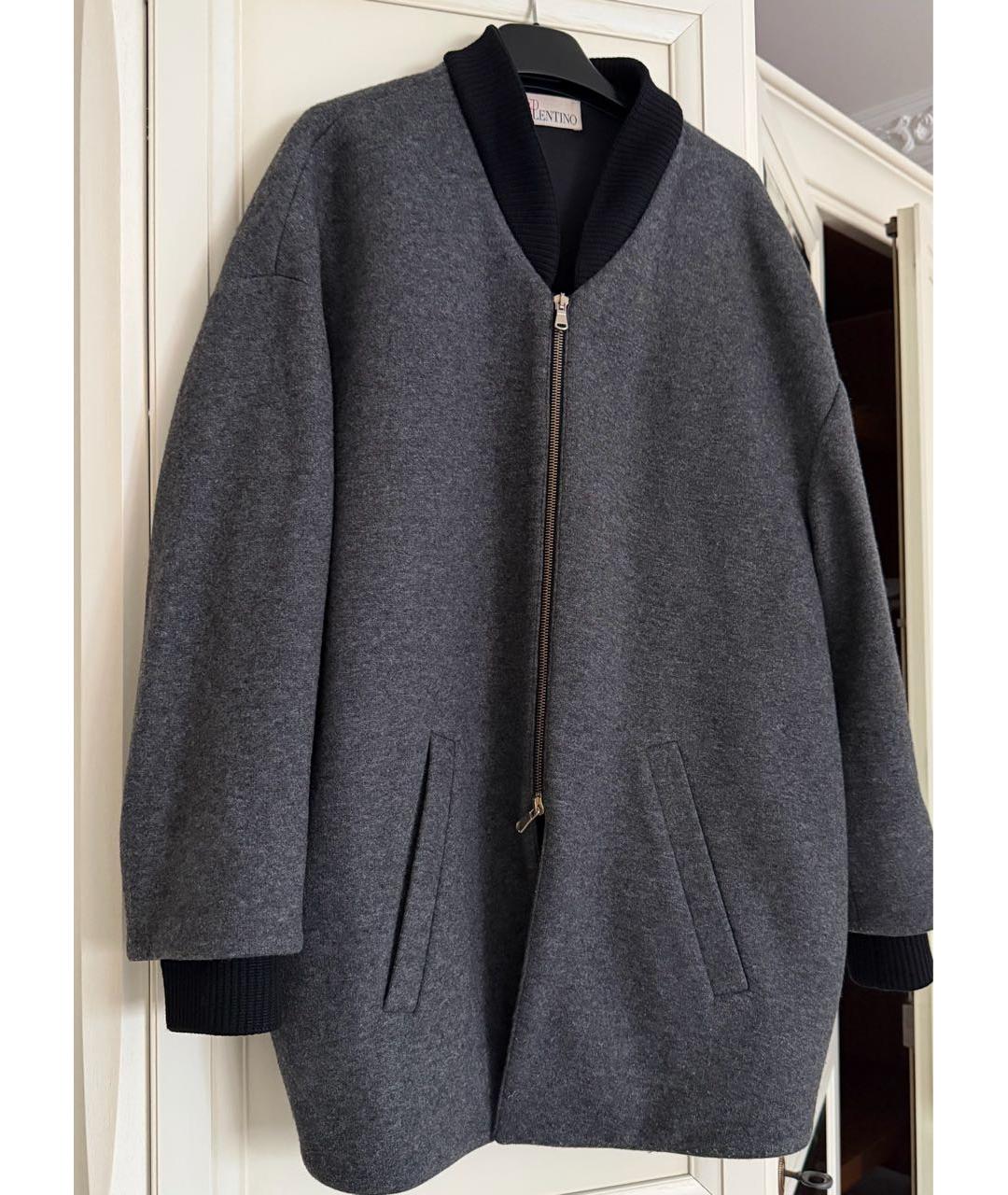 RED VALENTINO Серое шерстяное пальто, фото 7