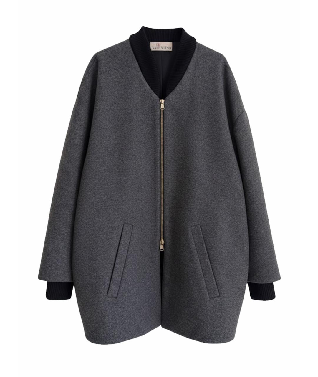 RED VALENTINO Серое шерстяное пальто, фото 1