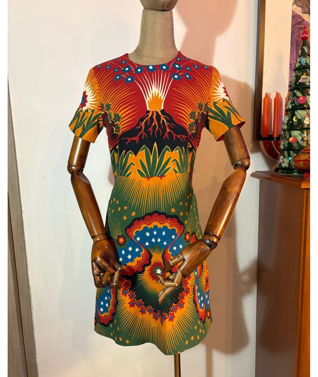 VALENTINO Мульти шелковое коктейльное платье, фото 6