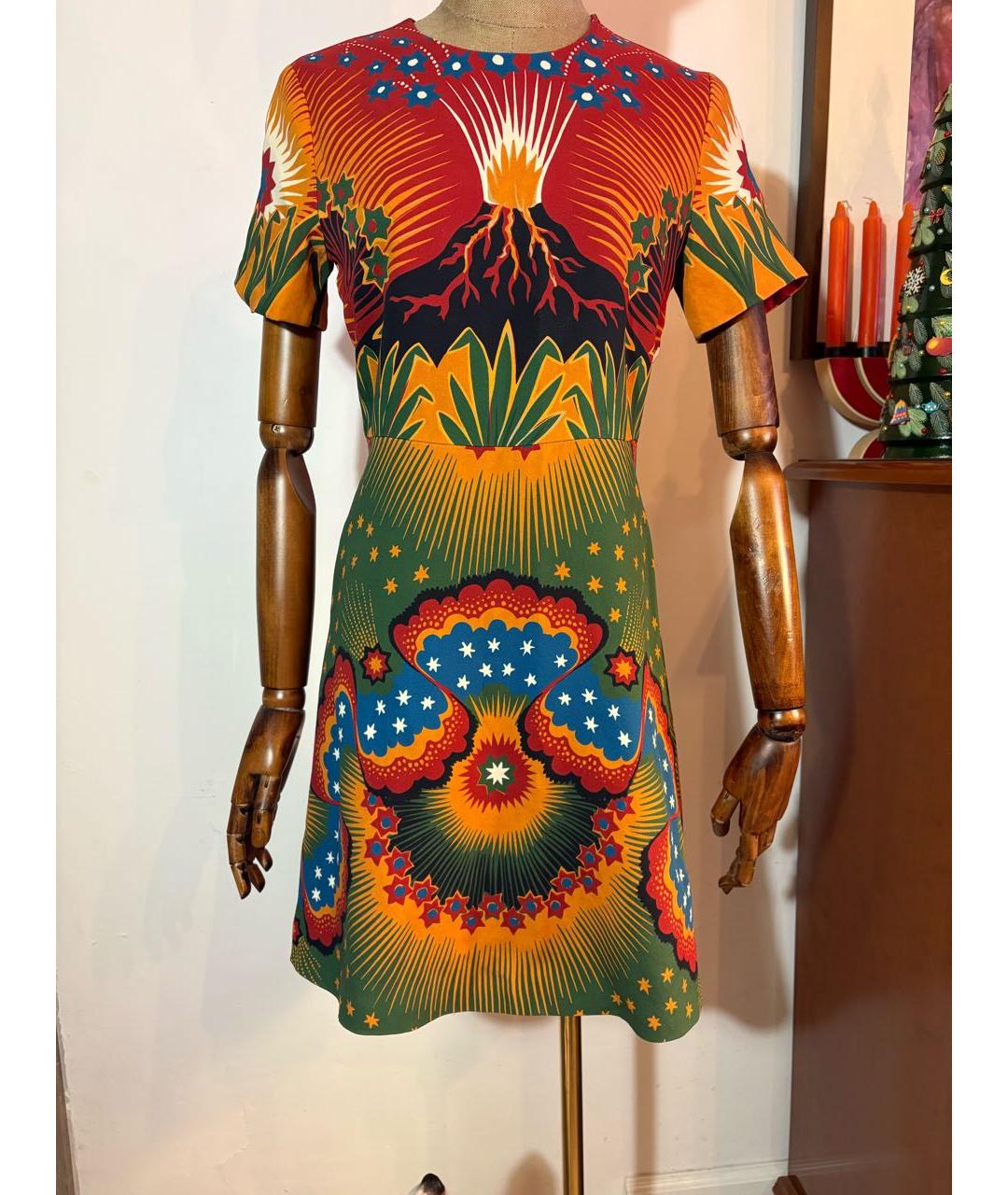 VALENTINO Мульти шелковое коктейльное платье, фото 7