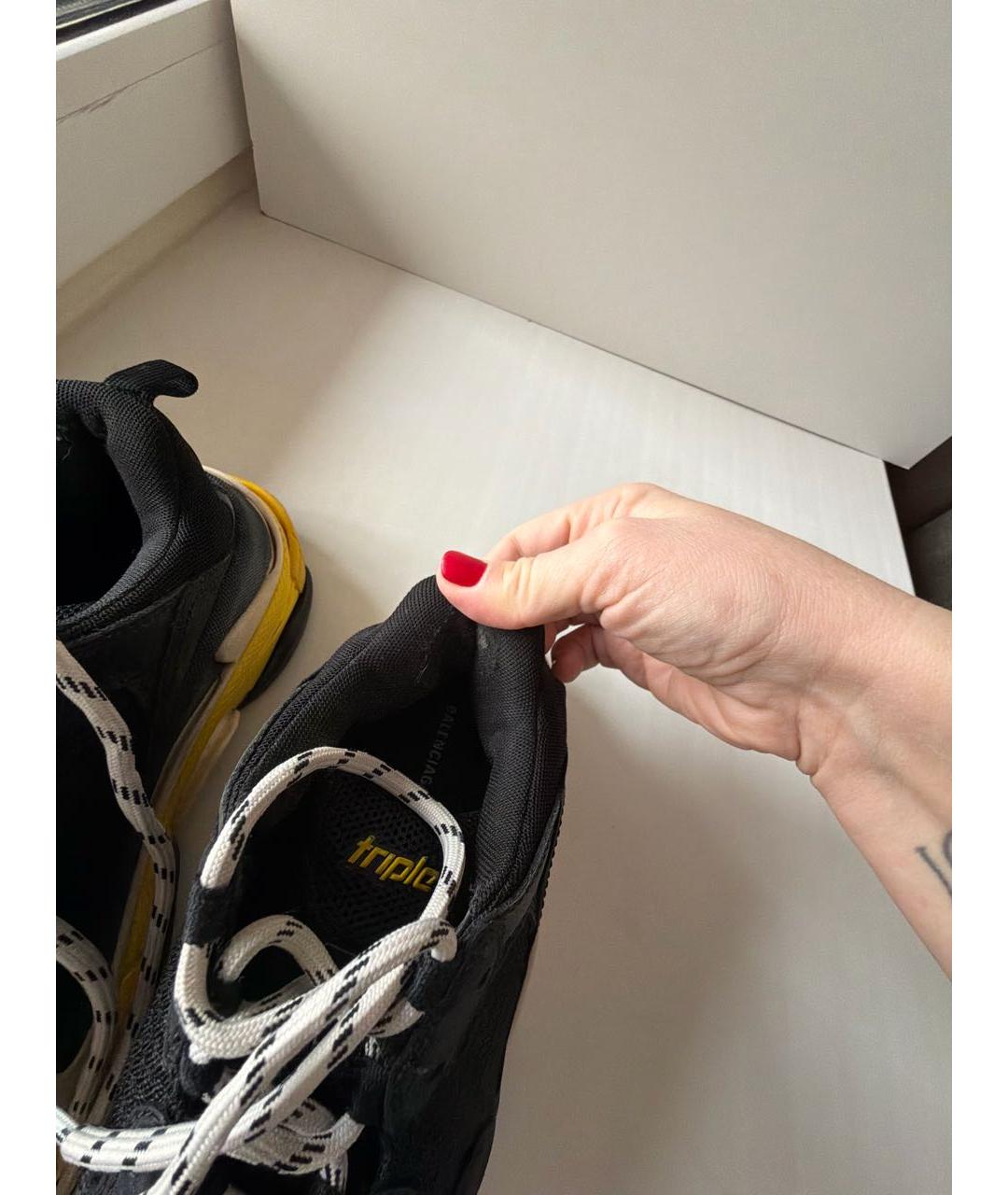 BALENCIAGA Черные кожаные кроссовки, фото 6