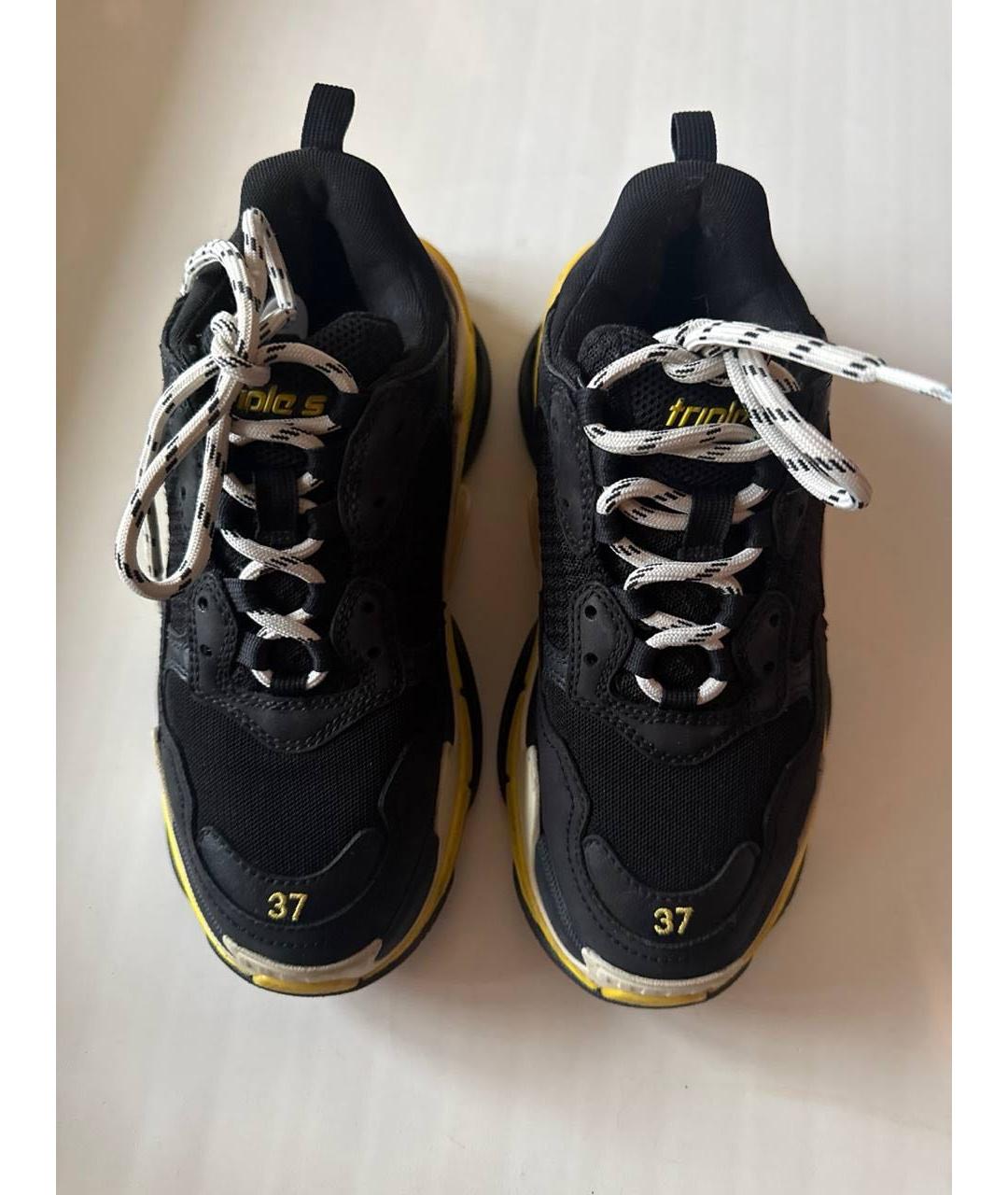 BALENCIAGA Черные кожаные кроссовки, фото 3