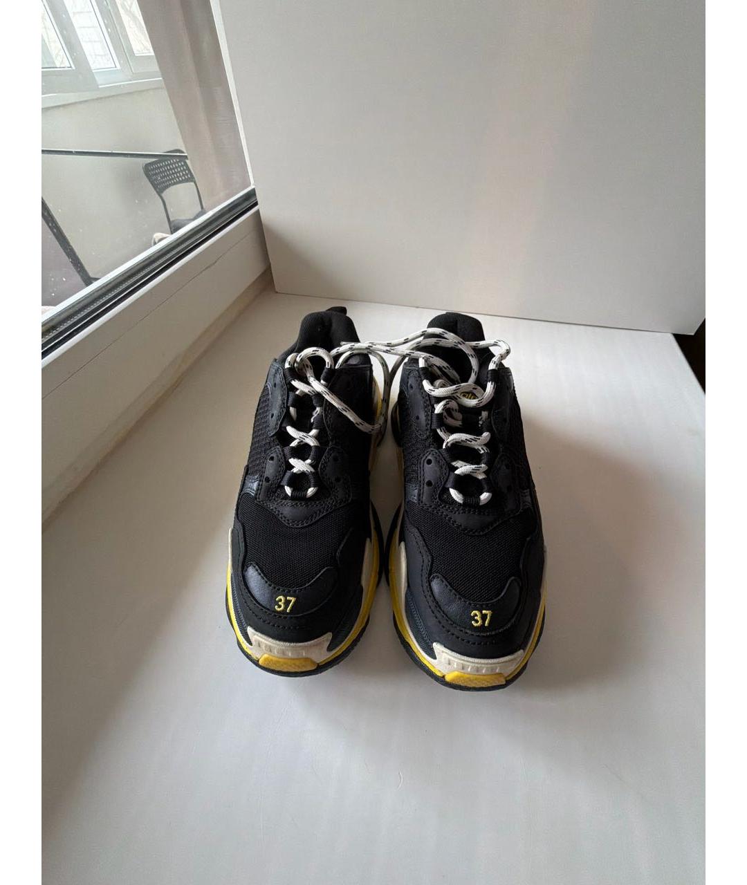 BALENCIAGA Черные кожаные кроссовки, фото 2