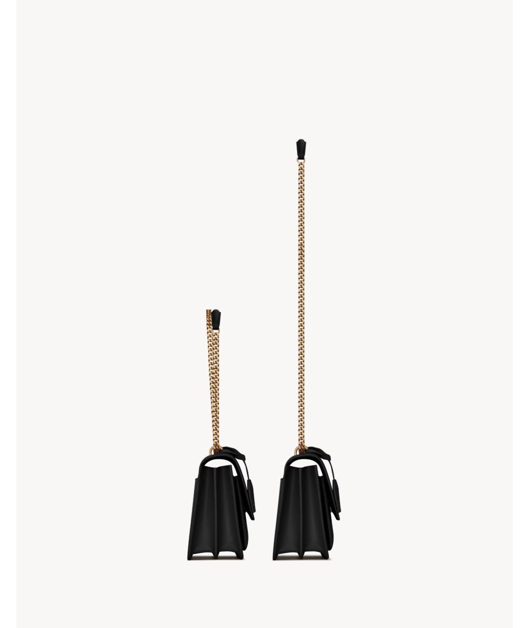 SAINT LAURENT Черная кожаная сумка через плечо, фото 3