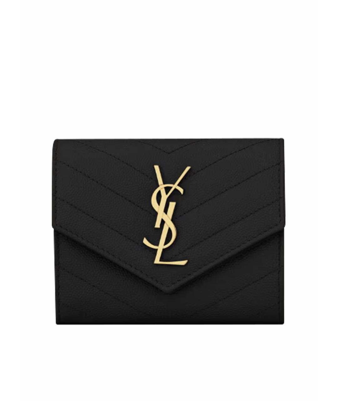 SAINT LAURENT Черный кожаный кошелек, фото 1