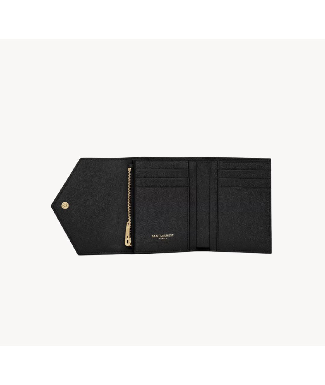 SAINT LAURENT Черный кожаный кошелек, фото 4