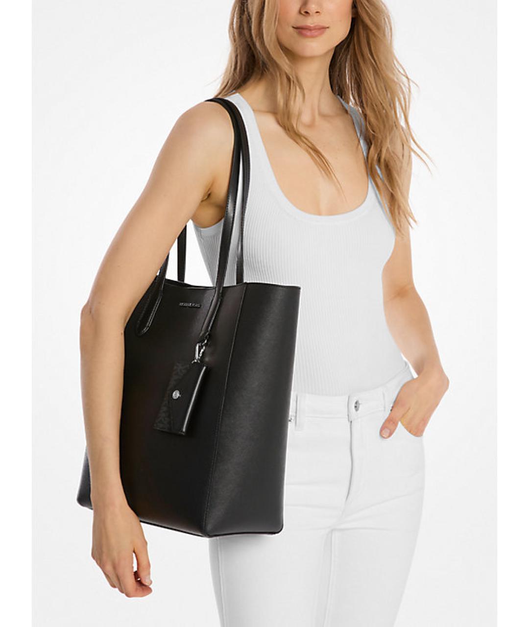 MICHAEL KORS Черная кожаная сумка тоут, фото 3